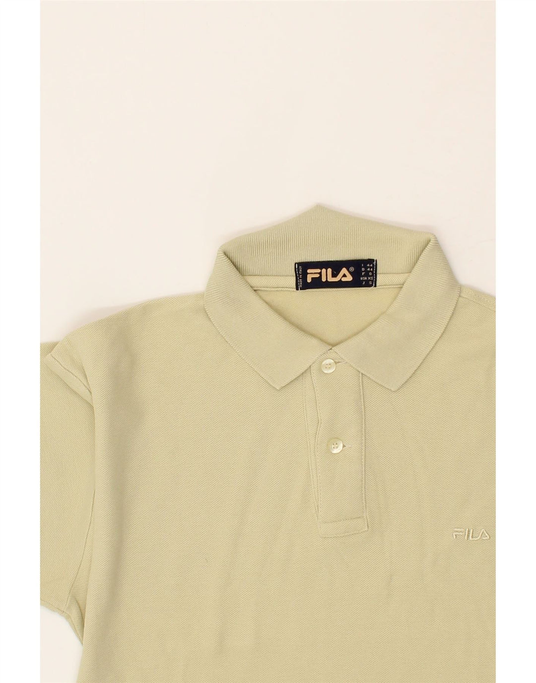 FILA Mens Polo Shirt IT 44 XS Beige Vintage Fila and Second-Hand Fila from Messina Hembry 