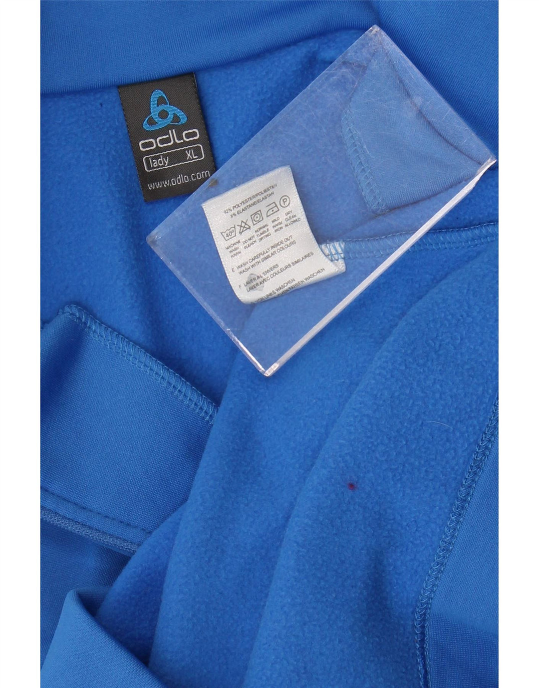 Pulover pentru femei Odlo, cu fermoar, cu gât, UK 18 XL, poliester albastru