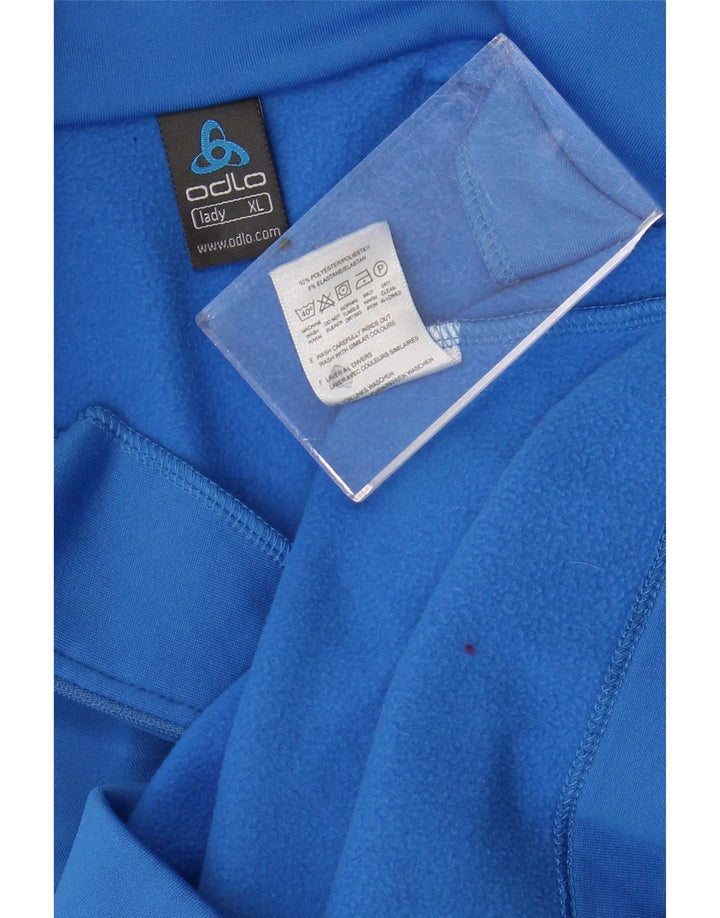 Pulover pentru femei Odlo, cu fermoar, cu gât, UK 18 XL, poliester albastru