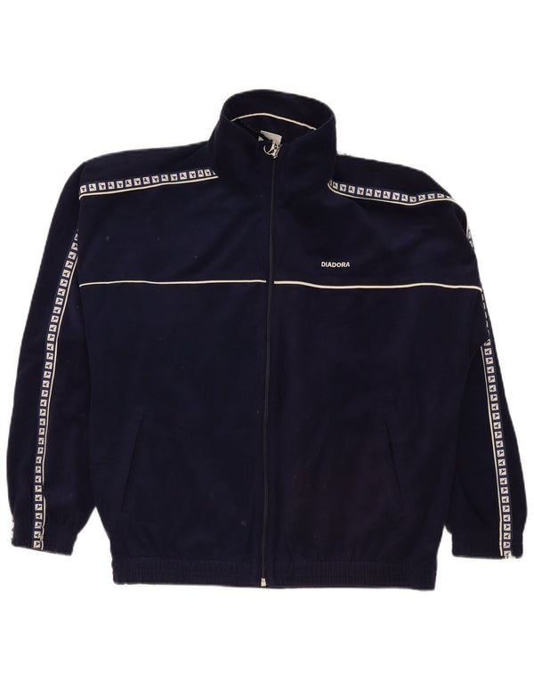 Diadora Mens Graphic Velour Trening Top Jacket UK 38 Medium Bluemarin Blue