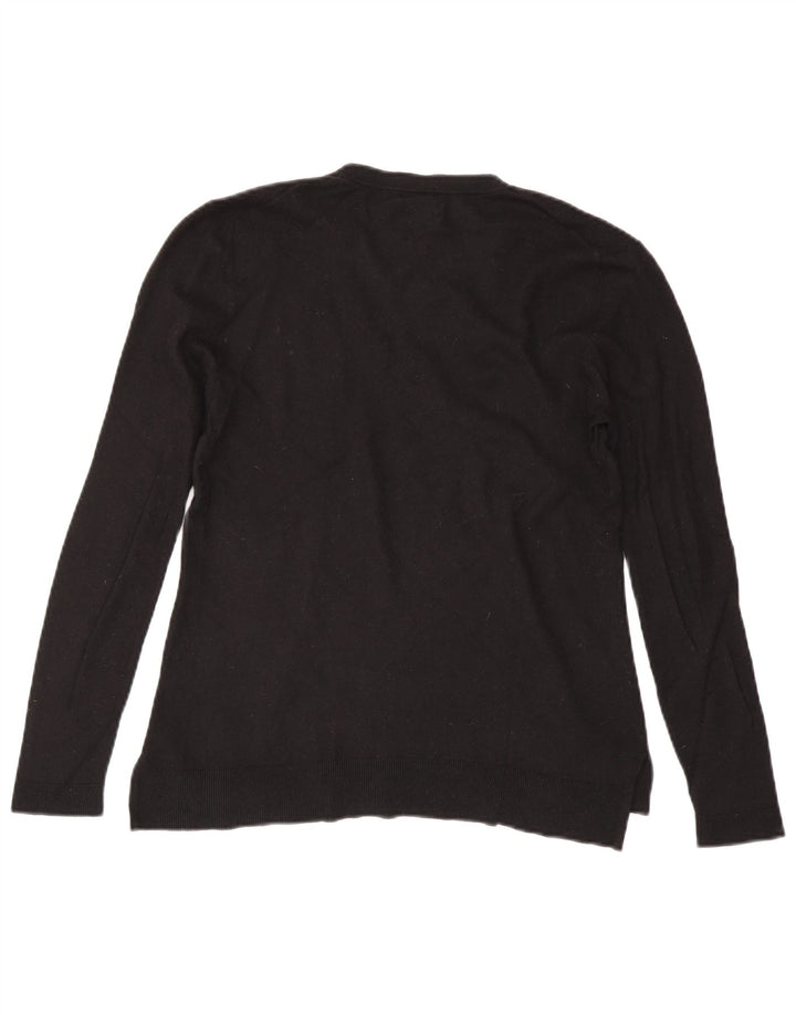 Pulover cu decolteu în V Massimo Dutti pentru femei UK 14 Lână mare neagră