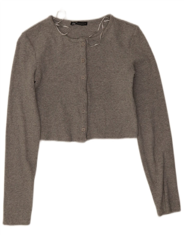Crop Top femeie Zara UK 8 mic, gri bumbac cu pete