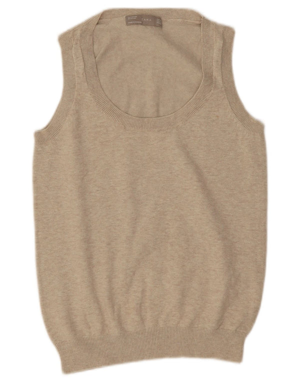 Top cu vestă Zara pentru femei UK 12 Medium Beige Flecked