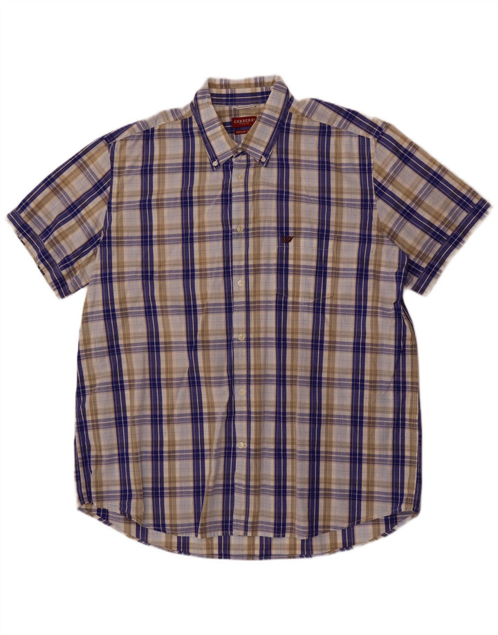 Cămașă cu mânecă scurtă pentru bărbați Carrera, cu formă obișnuită, 3XL, bumbac cu carouri albastre