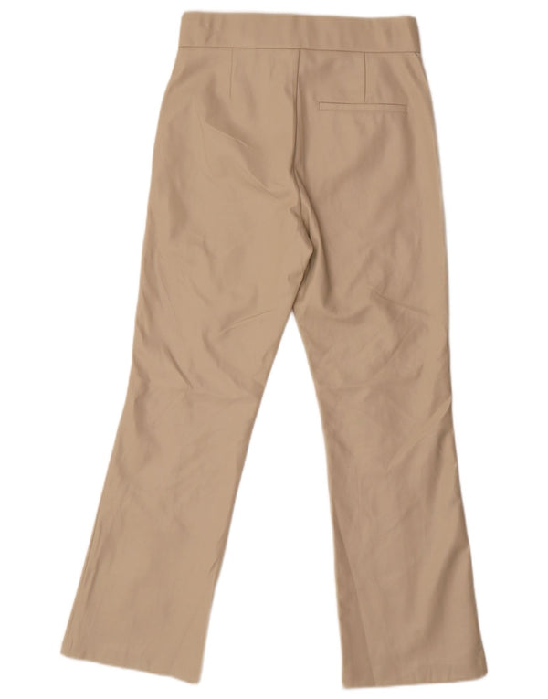 Pantaloni drepti din piele artificială pentru femei Zara Mici L26 L25 Poliester bej