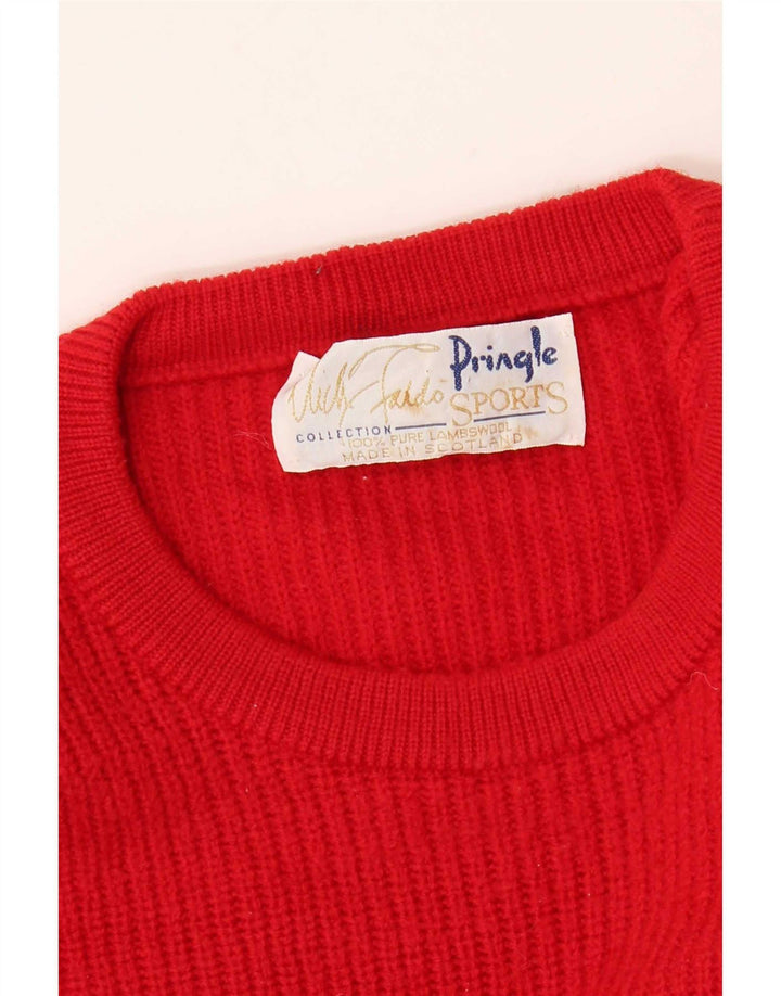 Pulover pringle pentru bărbați cu gât roșu, XL, lână de miel