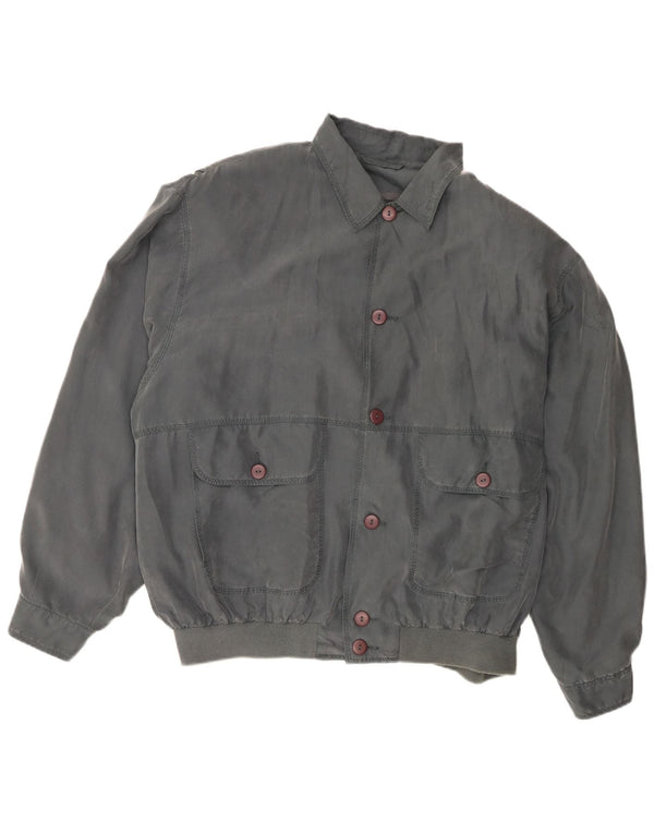 Bomber vintage pentru bărbați UK 40, mare, gri din mătase