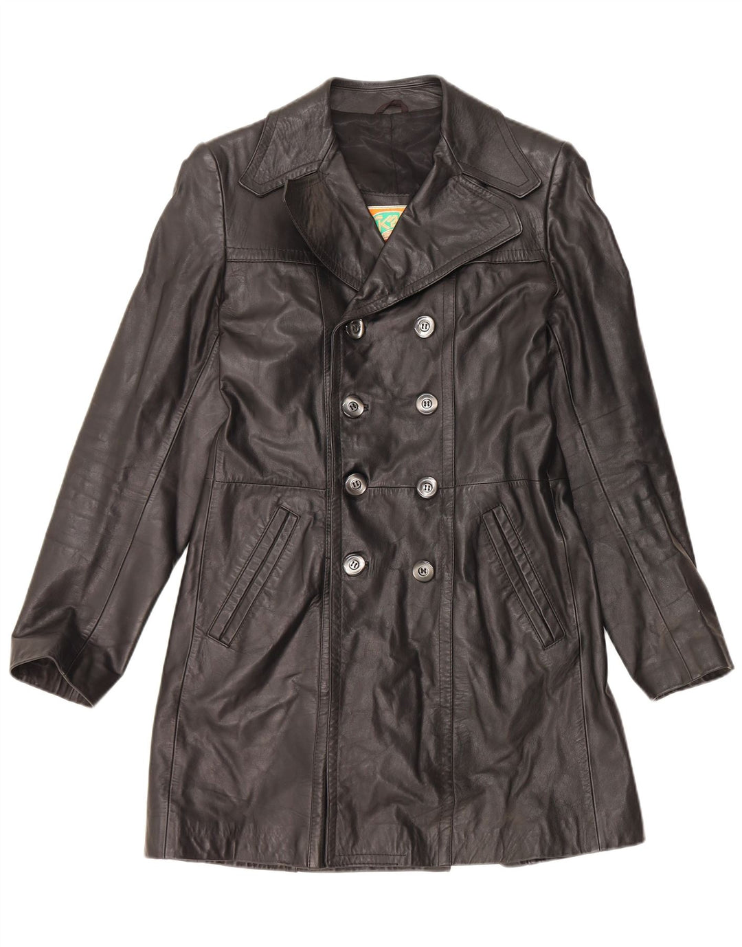 Palton din piele pentru bărbați VINTAGE IT 48 Piele neagră medie