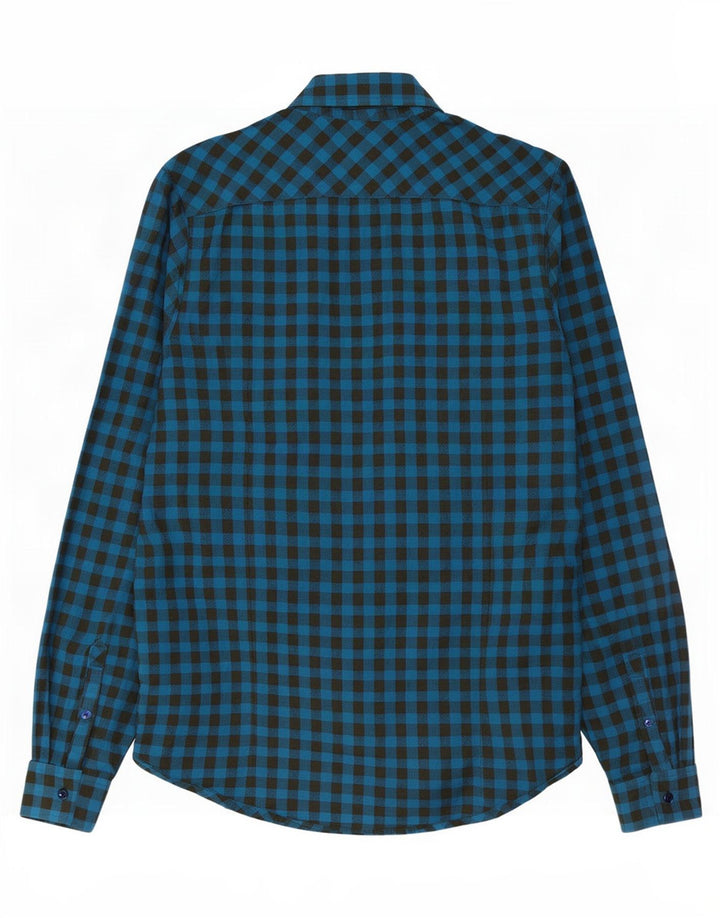 Cămașă de flanel pentru bărbați Heritage Slim Fit Penguin, din bumbac vichy albastru mediu