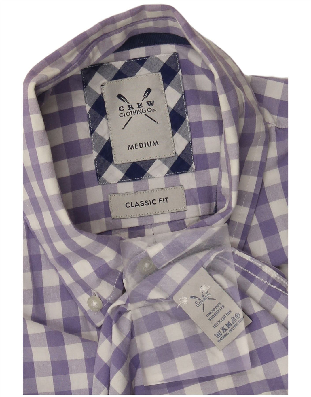Crew Clothing Cămașă clasică pentru bărbați, bumbac vichy violet mediu
