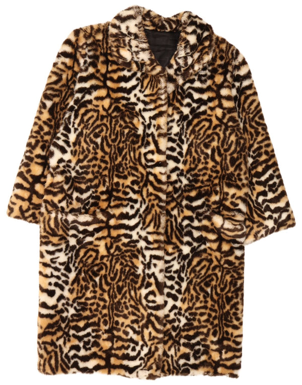 Pardesiu supradimensionat din blană artificială vintage pentru femei IT 44 Maro Mediu Animal Print