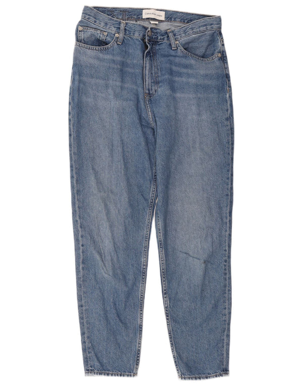 Blugi conici pentru femei Calvin Klein cu talie înaltă L30 L28 bumbac albastru