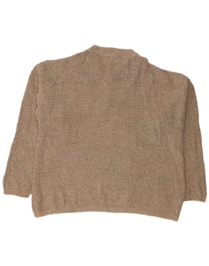 EDDIE BAUER Pulover supradimensionat pentru bărbați, cu gât cu nasturi, XL, bej, pete