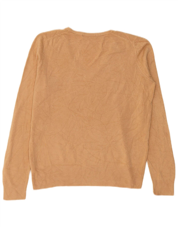 Pulover pentru femei Marks & Spencer cu decolteu în V UK 12 Medium Bej Acrilic