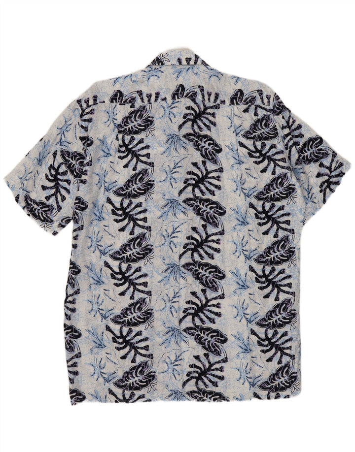 Cămașă cu mânecă scurtă pentru bărbați FOLLIE Mărimea 41/42 Mare bleumarin Floral Viscoză