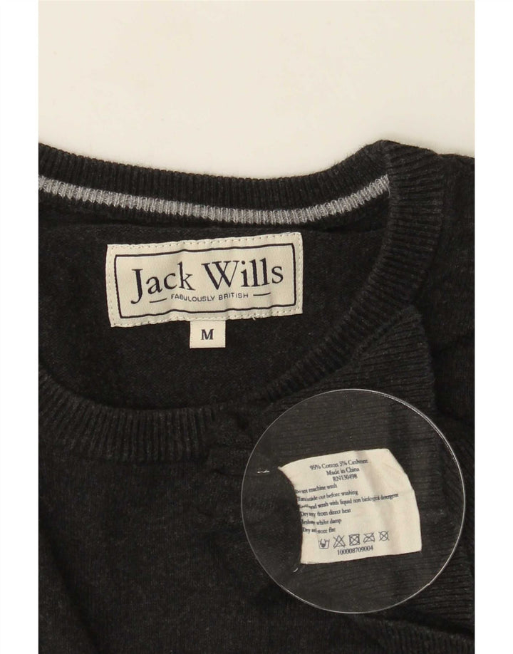 Pulover Jack Wills pentru bărbați cu gât roșu, bumbac, gri mediu