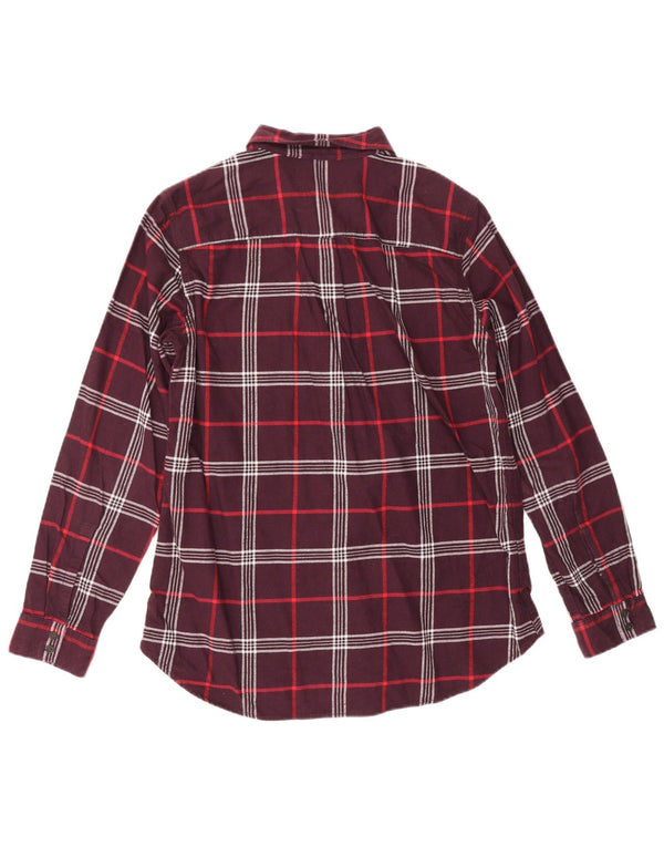 Cămașă de flanel pentru femei EDDIE BAUER, cu tăiere clasică, UK 14, carouri de culoare burgundă medie