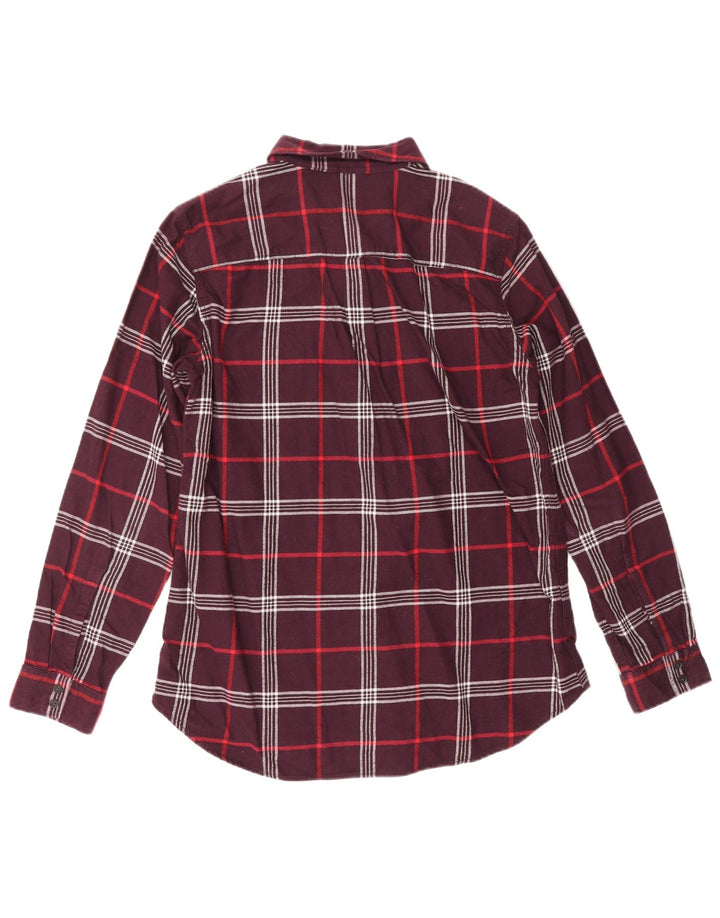 Cămașă de flanel pentru femei EDDIE BAUER, cu tăiere clasică, UK 14, carouri de culoare burgundă medie