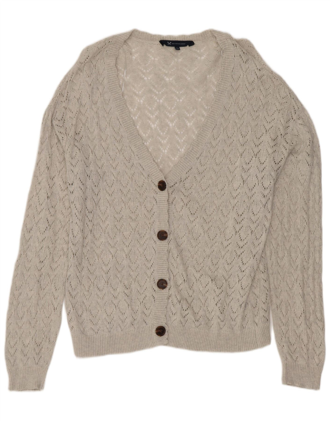 Crew Clothing Pulover cardigan supradimensionat pentru femei UK 12 Bumbac gri mediu