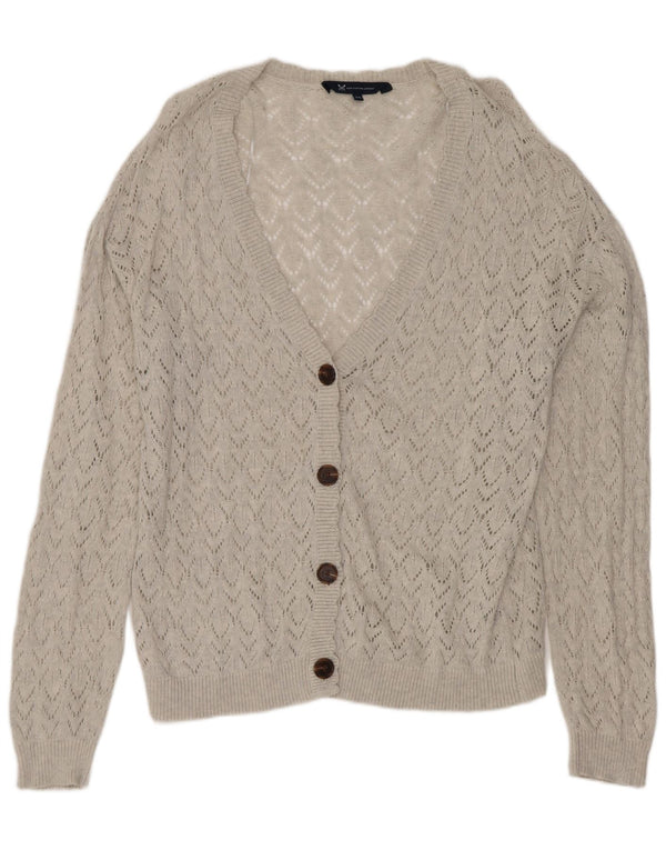 Crew Clothing Pulover cardigan supradimensionat pentru femei UK 12 Bumbac gri mediu