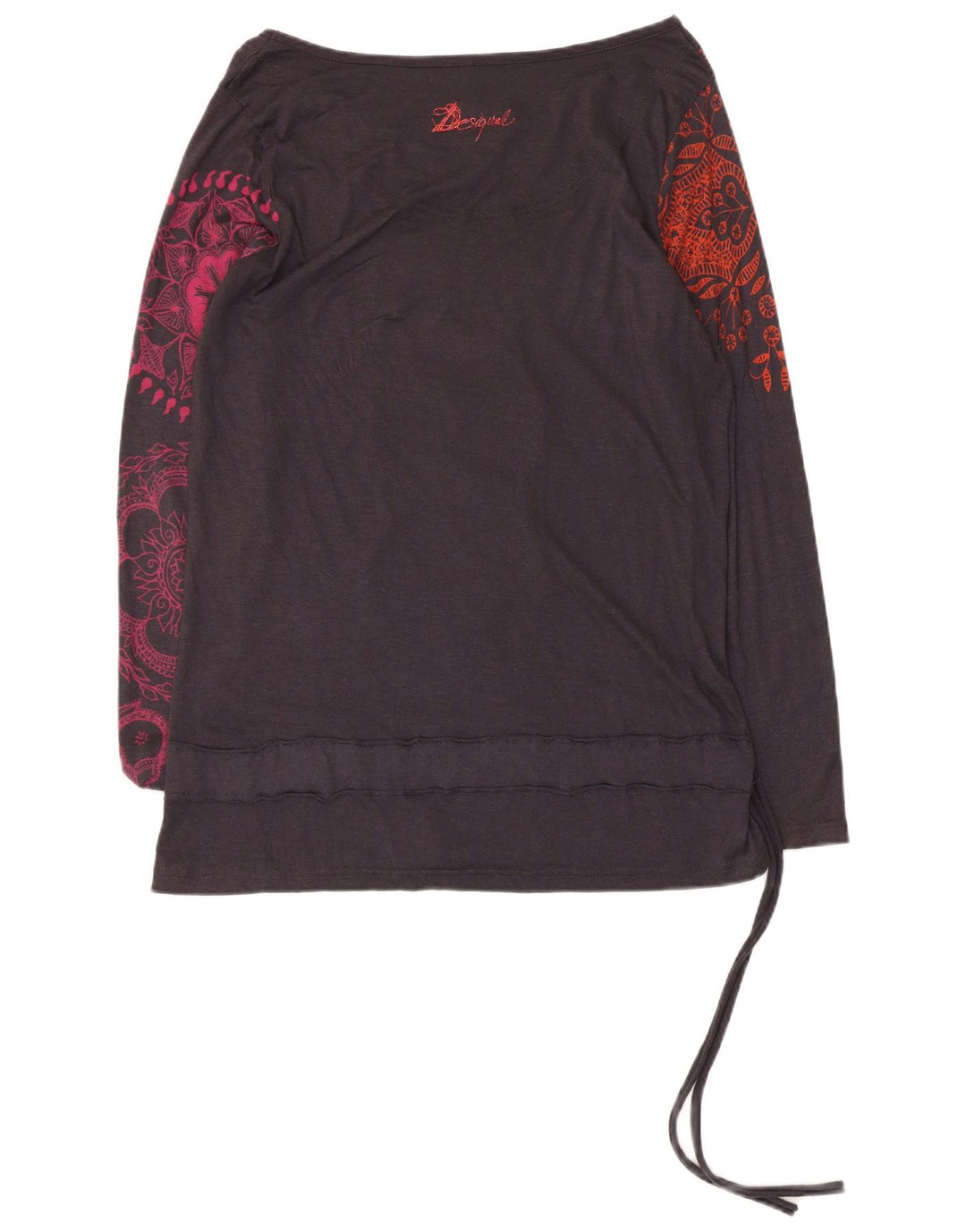 Top grafic pentru femei Desigual cu mânecă lungă UK 12 Medium Black Floral