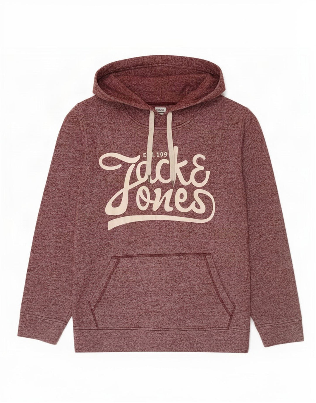 Jack & Jones Pulover cu glugă grafic pentru bărbați, din poliester cu pături burgundy mediu