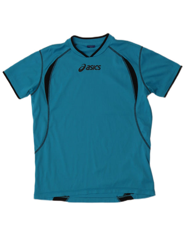 Asics Mens Graphic T-Shirt Top Medium Blue Colourblock Polyester
