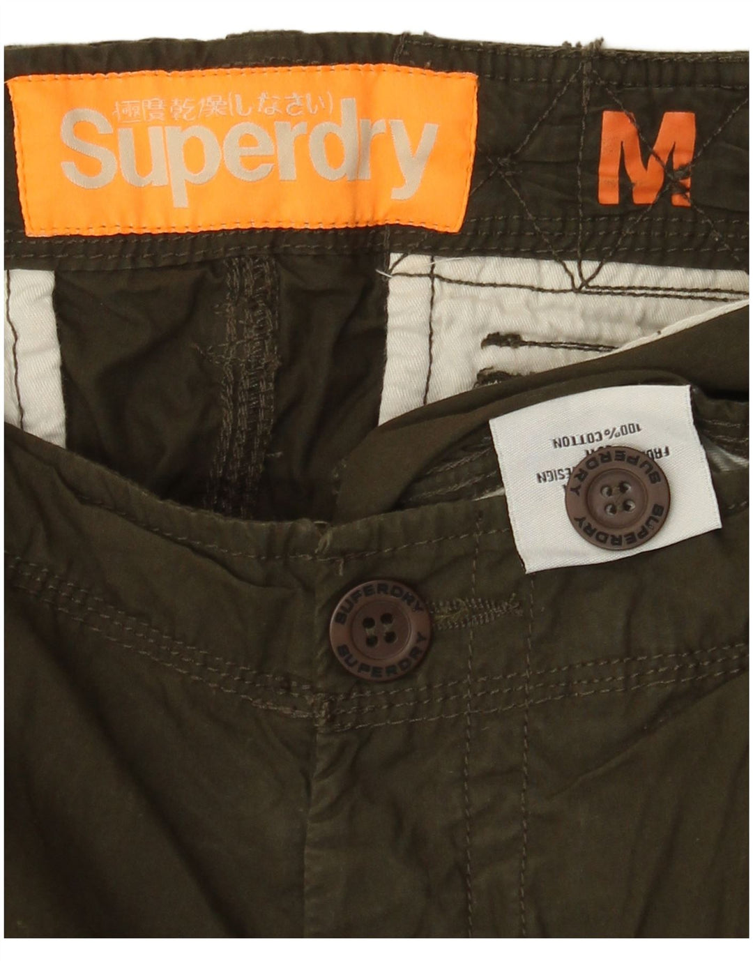 Pantaloni scurți cargo Superdry pentru bărbați, mediu W30, bumbac kaki