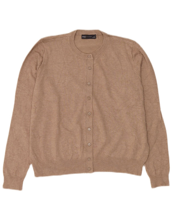 MARKS & SPENCER Pulover cardigan crop pentru femei UK 18 XL Bej viscoză