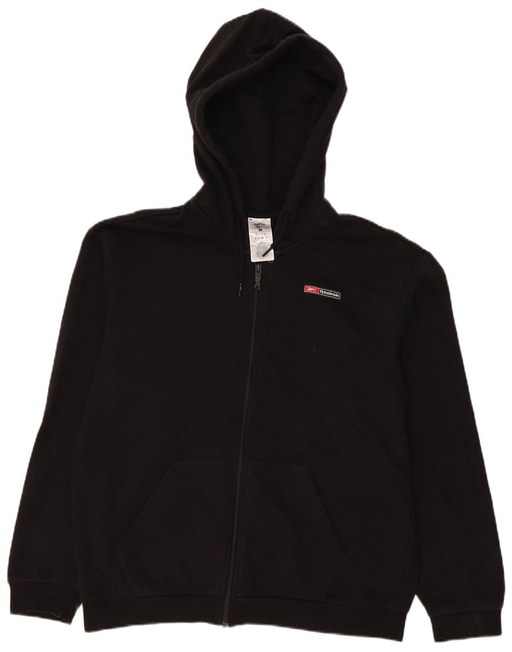 Pulover Reebok pentru bărbați, cu fermoar, bumbac mediu negru