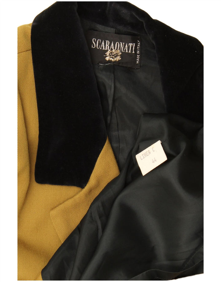 Palton de damă Vintage cu piept dublu IT 44 Medium Kaki Lână color bloc