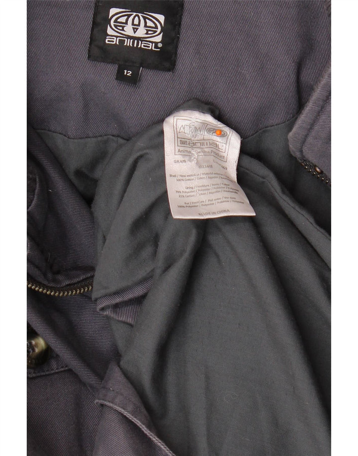 ANIMAL Womens Hooded Parka Jacket UK 12 Medium  Navy Blue Polyester
