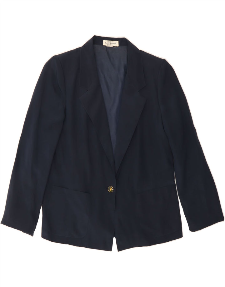 LOUIS FERAUD Womens 1 Button Blazer Jacket IT 46 Large Navy Blue Vintage Louis Feraud and Second-Hand Louis Feraud from Messina Hembry 