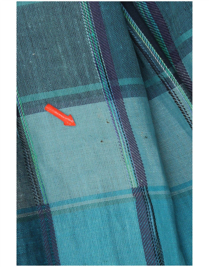 Jachetă vintage pentru femei cu 2 nasturi, UK 18, XL, viscoză cu carouri albastre