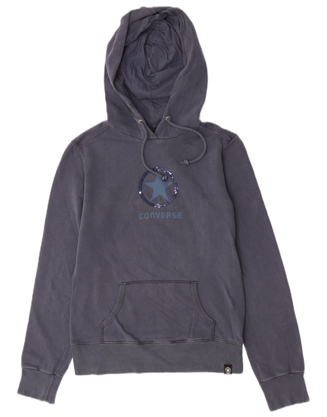 Pulover pentru damă Converse Graphic Hoodie UK 16, mare, albastru, bumbac