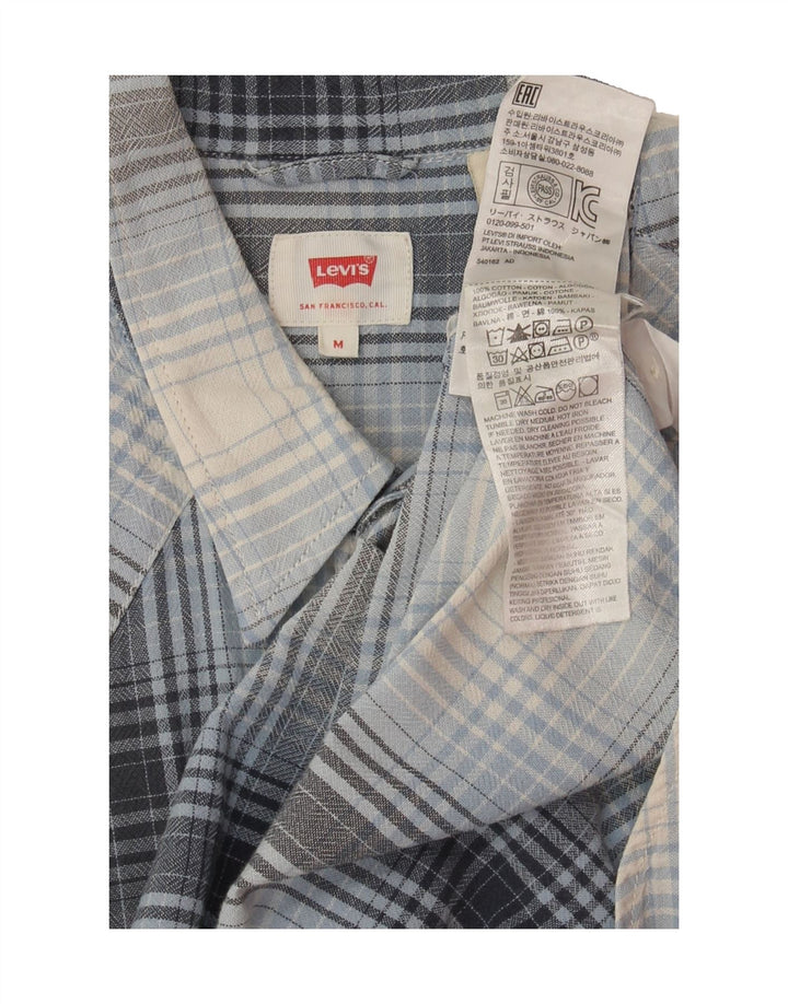 LEVI'S Mens Short Sleeve Shirt Medium Blue Check Cotton Vintage Levi's and Second-Hand Levi's from Messina Hembry 