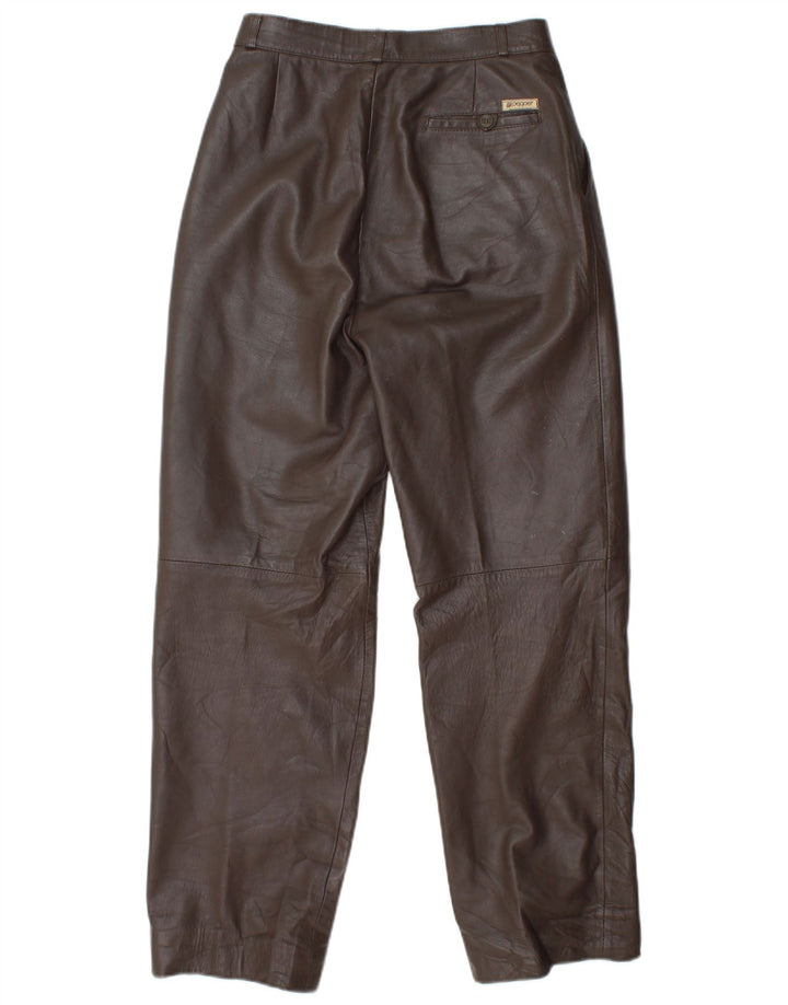 VINTAGE Pantaloni drepti din piele pentru femei W25 L29 maro
