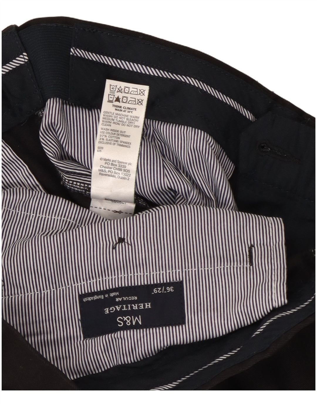 Pantaloni chino drepti pentru bărbați de la Marks & Spencer, L36 L29, bumbac negru
