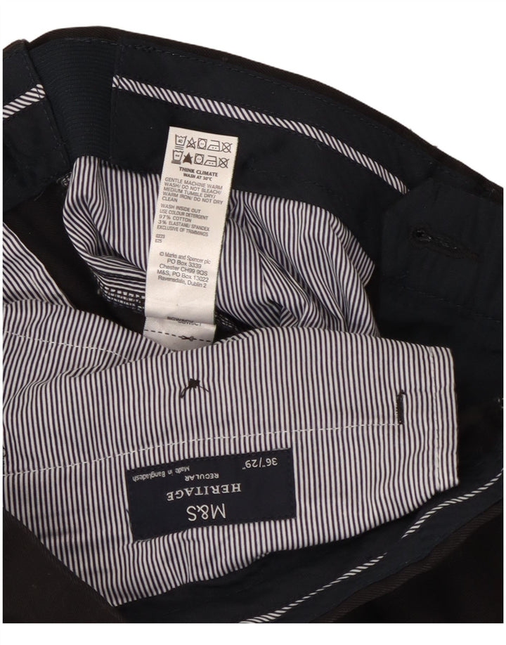 Pantaloni chino drepti pentru bărbați de la Marks & Spencer, L36 L29, bumbac negru
