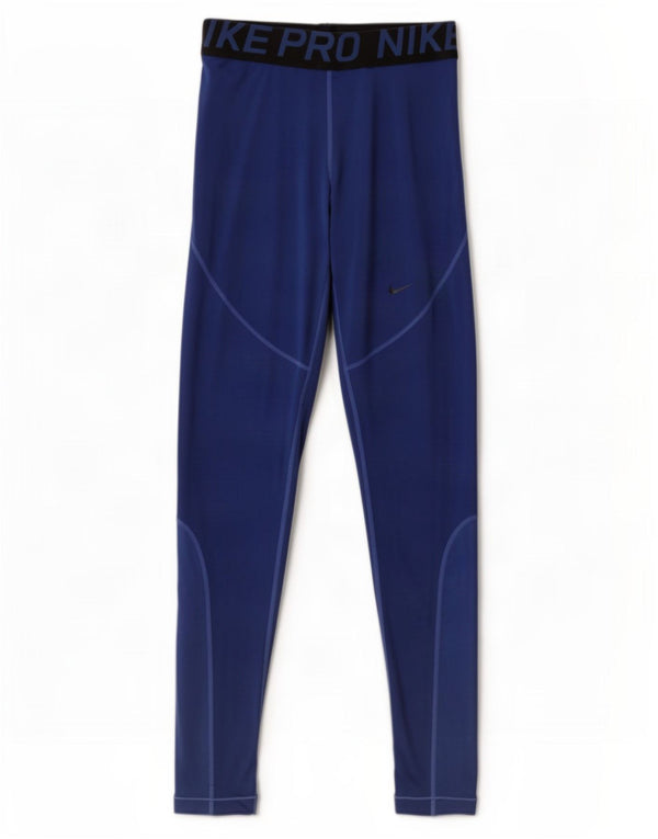 Leggings grafic Nike Dri Fit pentru femei UK 12 Medium Blue Colorblock