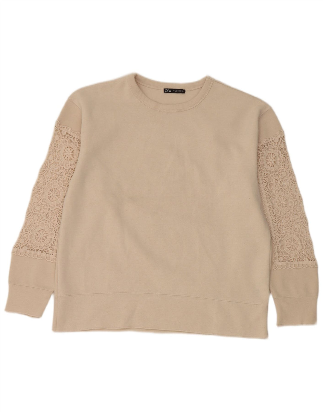 Pulover supradimensionat pentru femei Zara UK 10 Mic Bej Poliester