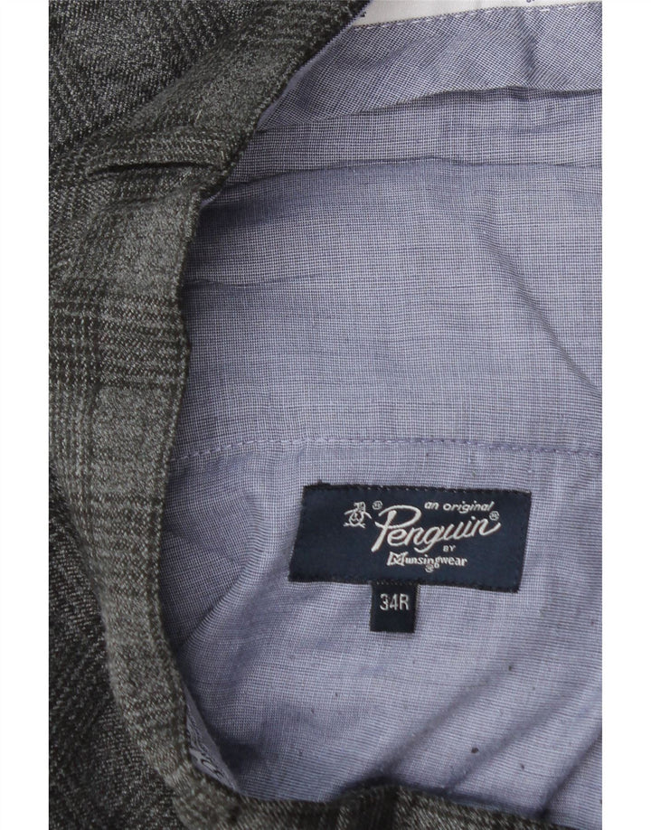 Pantaloni drepti pentru bărbați Penguin L34 L30 Poliester cu carouri gri