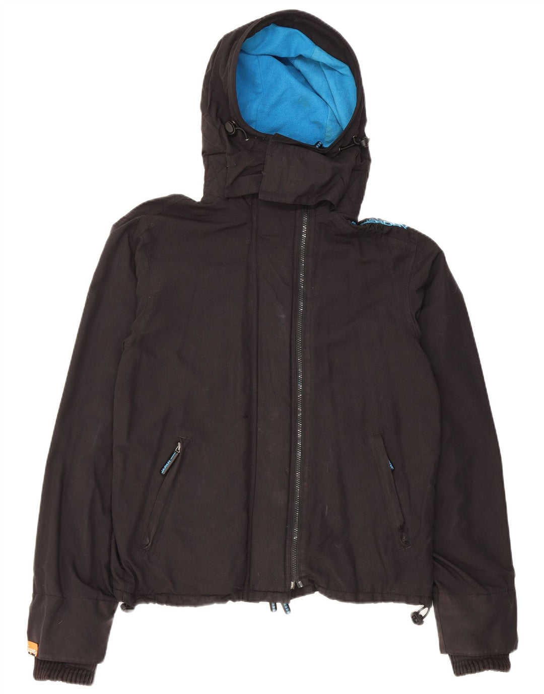 Jachetă de vânt cu glugă Superdry pentru bărbați, UK 38, nailon mediu negru