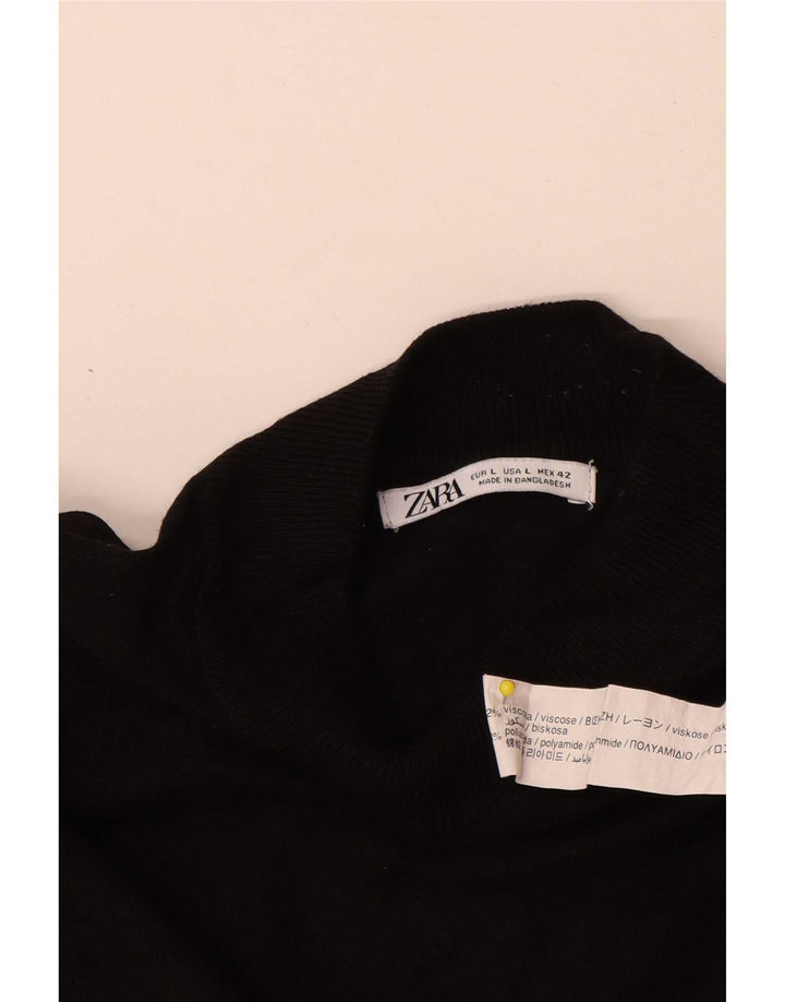 Pulover pentru bărbați Zara, cu gât țestoasă, din viscoză mare, neagră