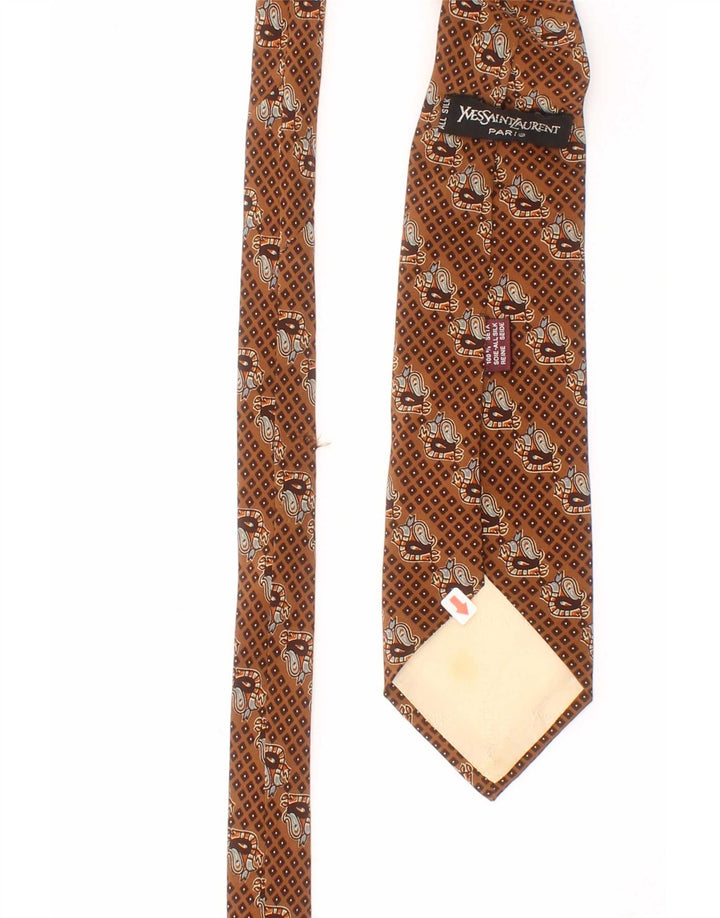 Yves Saint Laurent Cravata Barbati Marime Unică Maro Geometric Silk Classic