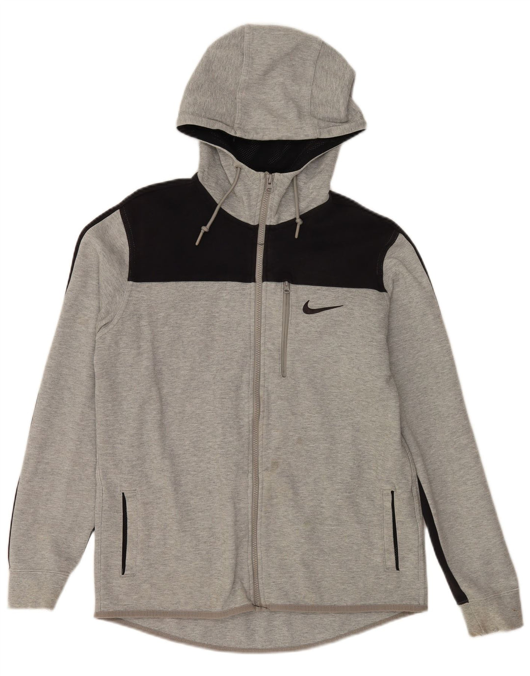 Pulover Nike pentru bărbați, cu fermoar, din bumbac color bloc, gri mediu