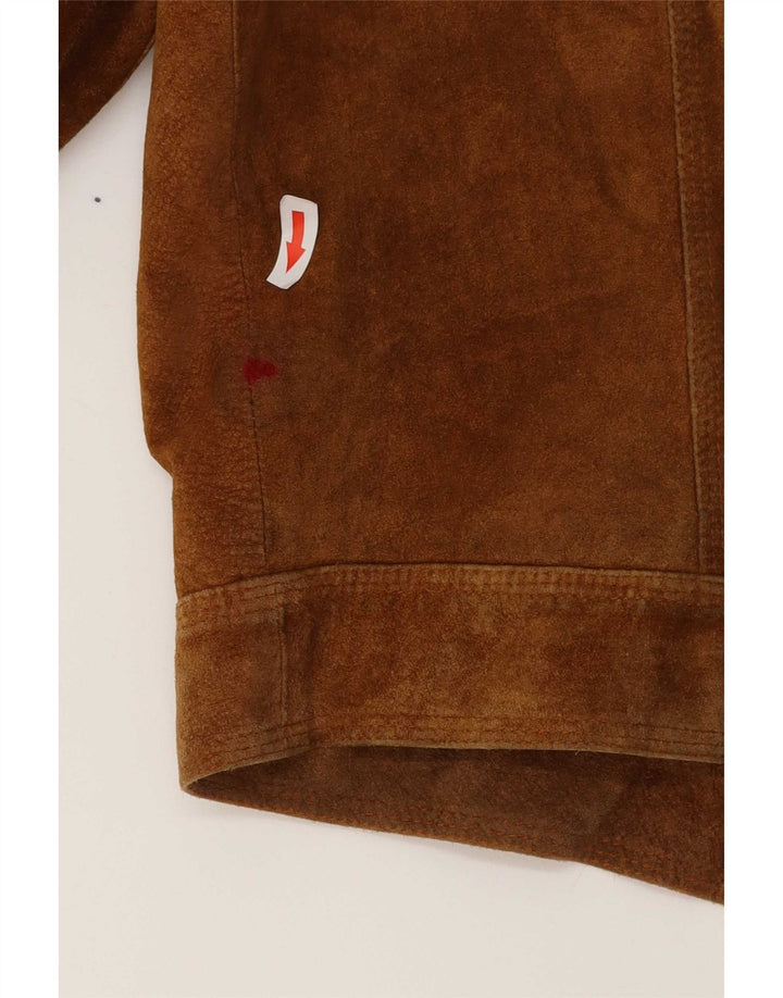 Jachetă de piele de căprioară supradimensionată pentru femei vintage UK 20 2XL din piele maro