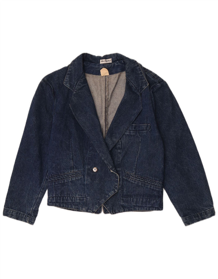 Jachetă vintage pentru femei din denim la două piese, UK 14, bumbac albastru mediu