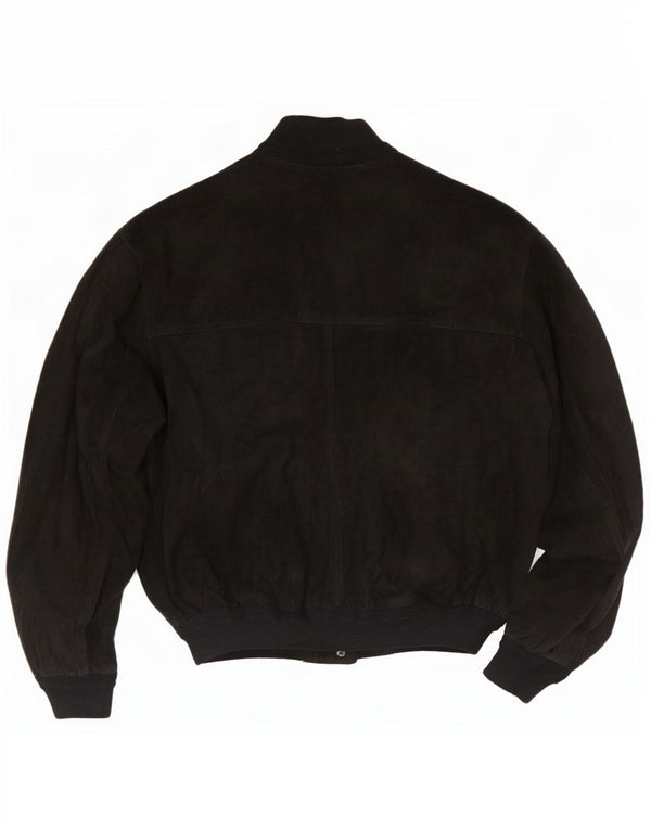 Bomber Vintage pentru bărbați din piele intoarsa UK 36 Mic din piele neagra