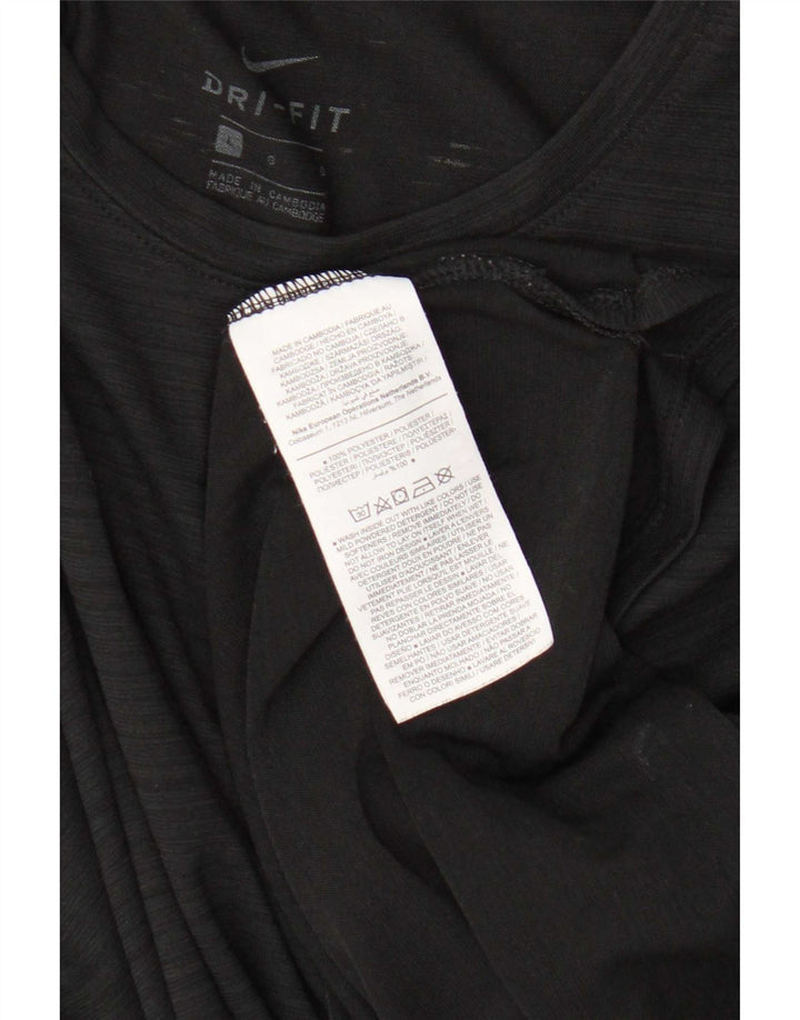 Nike Dri Fit Top cu mânecă lungă pentru femei UK 16 Poliester cu dungi negre mari